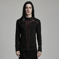 WT-896TCM Gothic Lace-Up Long Sleeve Punk T-Shirts for Men?-??Punk Rave Clothing