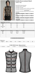 WT-902BXM Edgy Mesh Buckle-Accented Sleeveless Punk Shirt Top black?-??Punk Rave Clothing
