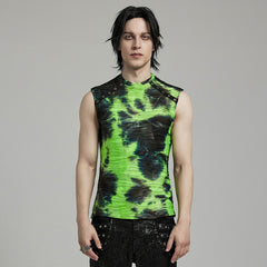 WT-903BXM Punk Shirts Neon Tie-Dye Sleeveless Edgy Rivet Accent Top