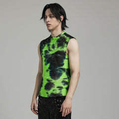 WT-903BXM Punk Shirts Neon Tie-Dye Sleeveless Edgy Rivet Accent Top