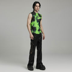 WT-903BXM Punk Shirts Neon Tie-Dye Sleeveless Edgy Rivet Accent Top