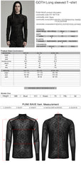 WT-907TCM Mens Gothic T-Shirt Intricate Lace Long Sleeve Top