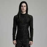 WT-907TCM Mens Gothic T-Shirt Intricate Lace Long Sleeve Top