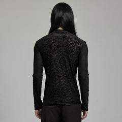 WT-907TCM Mens Gothic T-Shirt Intricate Lace Long Sleeve Top