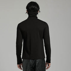 WT-910TCM Mens Punk High Collar Goth Masked T-Shirt black?-??Punk Rave Clothing