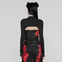 WT-917TCF Punk Long Sleeve Top Cutout Design Slim Fit black?-??Punk Rave Clothing