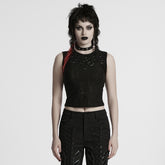 WT-920BXF Edgy Punk Vest with Eyelet and Ring Details