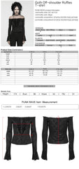 WT-921TCF Gothic Lace Off-Shoulder Ruffle Slim Fit Long Sleeve T-Shirt?-??Punk Rave Clothing
