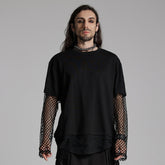 WT-930TCM Edgy Black Mesh Layered Punk T-Shirt?-??Punk Rave Clothing