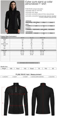 WT-931TCM Gothic Zippered Stand Collar Punk T-Shirts Men?-??Punk Rave Clothing