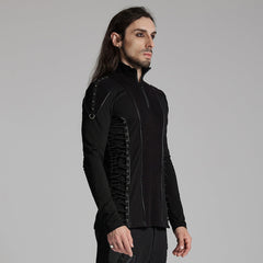 WT-931TCM Gothic Zippered Stand Collar Punk T-Shirts Men?-??Punk Rave Clothing