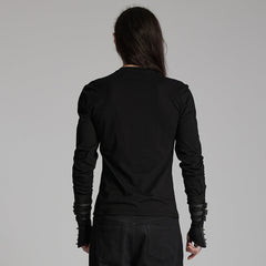WT-934TCM Cyber Goth Long Sleeve Punk T-Shirt with Shoulder Straps?-??Punk Rave Clothing