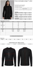 WT-935TCM Punk T-Shirts Black Minimalist Rivet Accent Long Sleeve Shirt?-??Punk Rave Clothing