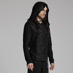 WT-937TCM Mens Gothic Crisscross Hooded Long Sleeve Punk T-Shirt?-??Punk Rave Clothing