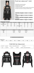 WT-941TCF Gothic Cutout Cold Shoulder Punk T-Shirts Two-Piece Set?-??Punk Rave Clothing