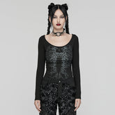 WT-945TCF Gothic Skeleton Backbone Chain Punk Long Sleeve T-Shirt?-??Punk Rave Clothing