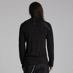 WT-946TCM Gothic Leather Accent Slashed Sleeve Punk T-Shirt?-??Punk Rave Clothing