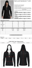 WT-948DQM Gothic Lace-Up Hooded Punk T-Shirt Long Sleeve Black?-??Punk Rave Clothing