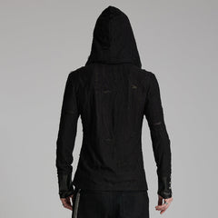 WT-948DQM Gothic Lace-Up Hooded Punk T-Shirt Long Sleeve Black?-??Punk Rave Clothing