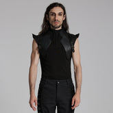 WT-953TDM Edgy Black Winged Shoulder Punk T-Shirt Sleeveless Cyberpunk?-??Punk Rave Clothing