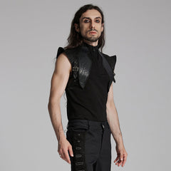 WT-953TDM Edgy Black Winged Shoulder Punk T-Shirt Sleeveless Cyberpunk?-??Punk Rave Clothing