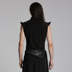 WT-953TDM Edgy Black Winged Shoulder Punk T-Shirt Sleeveless Cyberpunk?-??Punk Rave Clothing