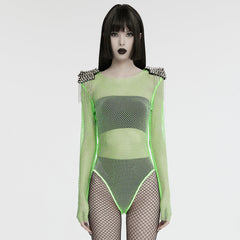 WT-957TCF Neon Spiked Mesh Bodysuit Punk Accessories Edgy Design?-??Punk Rave Clothing
