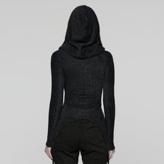 WT-958TCF Gothic Lace-Up Hooded Punk T-Shirt Long Sleeve Top