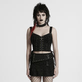 WT-987DQF Edgy Studded Punk Vest with Buckles and Straps Design