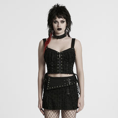 WT-987DQF Edgy Studded Punk Vest with Buckles and Straps Design