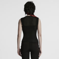 WT-994TDF Edgy Black Cutout Punk Vests Gothic Sleeveless Design