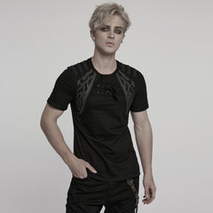 WT-996TDM Edgy Buckle Accent Punk T-Shirts with Shoulder Details