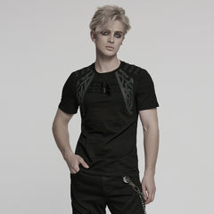 WT-996TDM Edgy Buckle Accent Punk T-Shirts with Shoulder Details