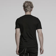 WT-996TDM Edgy Buckle Accent Punk T-Shirts with Shoulder Details