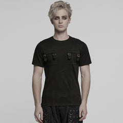 WT-999TDM Mens Double Pocket Buckle Strap Punk T-Shirts