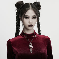 WS-855LHF Mystical Crystal Pendant Punk Accessories Necklace Velvet Rope Design