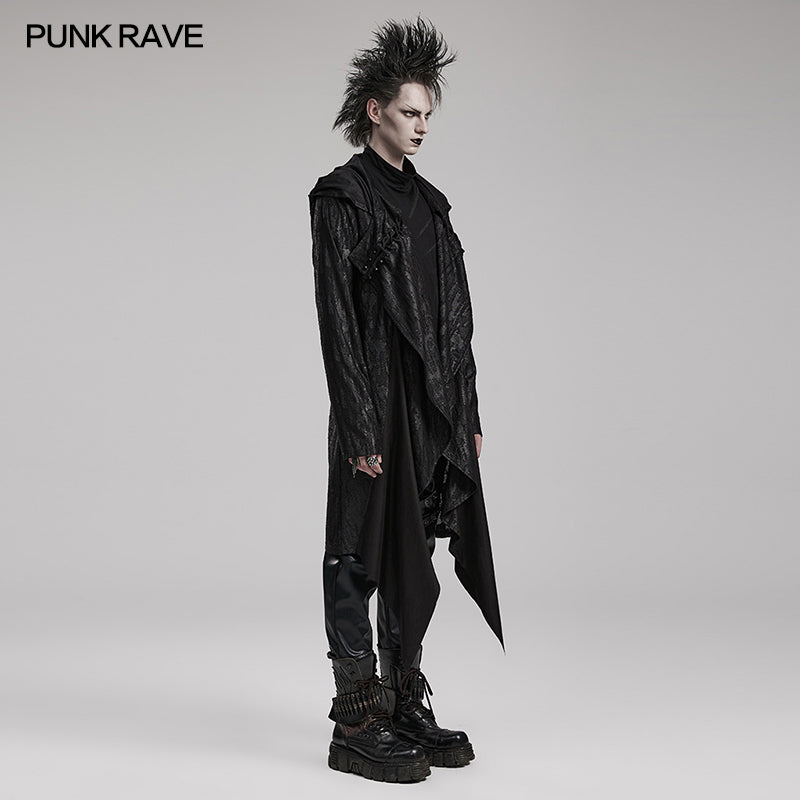 WY-1086DQM Punk Rave Gothic Asymmetrical Black Coat Dark Punk Rock Outerwear?-??Punk Rave Clothing