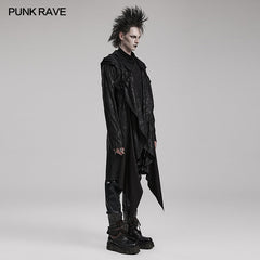 WY-1086DQM Punk Rave Gothic Asymmetrical Black Coat Dark Punk Rock Outerwear?-??Punk Rave Clothing