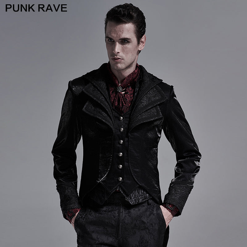 WY-1243LCM Gothic ornate multilayer collar coat?-??Punk Rave Clothing