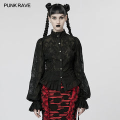 WY-1267CCF Punk Rave Gothic Lace Shirt Victorian Style black Blouse?-??Punk Rave Clothing