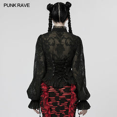 WY-1267CCF Punk Rave Gothic Lace Shirt Victorian Style black Blouse?-??Punk Rave Clothing