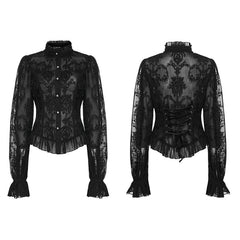 WY-1267CCF Punk Rave Gothic Lace Shirt Victorian Style black Blouse?-??Punk Rave Clothing