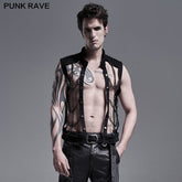 WY-1287MJM PUNK personality chain hollow-out vest?-??Punk Rave Clothing