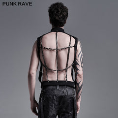 WY-1287MJM PUNK personality chain hollow-out vest?-??Punk Rave Clothing