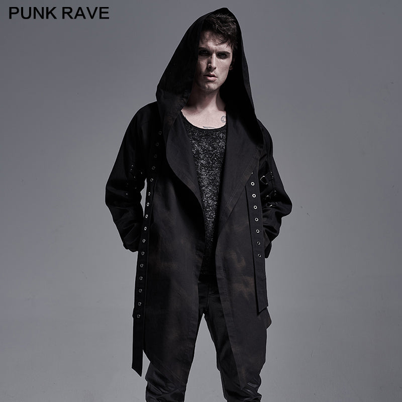 WY-1289XCM Dark printed medium-length coat?-??Punk Rave Clothing