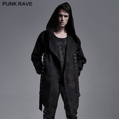 WY-1289XCM Dark printed medium-length coat?-??Punk Rave Clothing