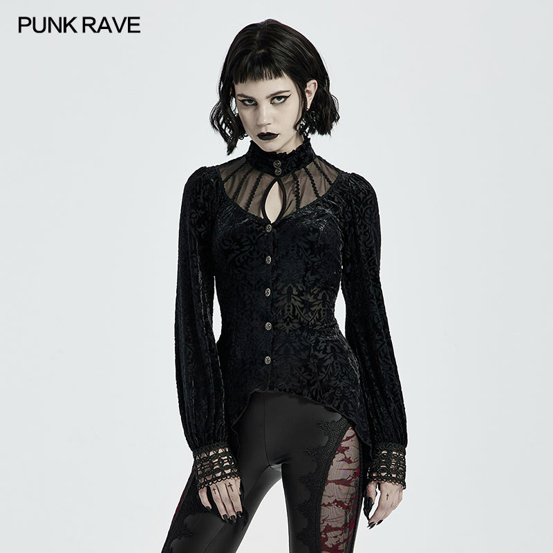 WY-1300CCF Goth Long Sleeve Shirt?-??Punk Rave Clothing