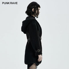 WY-1301ECF Goth Daily Wear Fleece Hooded Coat?-??Punk Rave Clothing