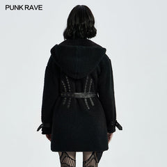 WY-1301ECF Goth Daily Wear Fleece Hooded Coat?-??Punk Rave Clothing