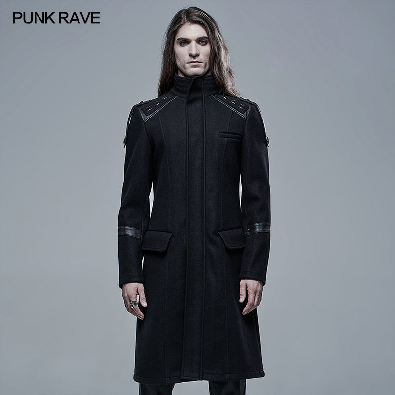 WY-1337ECM Goth Simple Woollen Cloth Jacket?-??Punk Rave Clothing